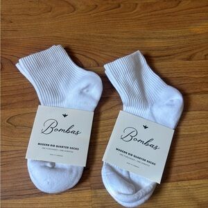 Bombas Bright White Modern Rib Quarter Socks (2 Pairs) – Size Small